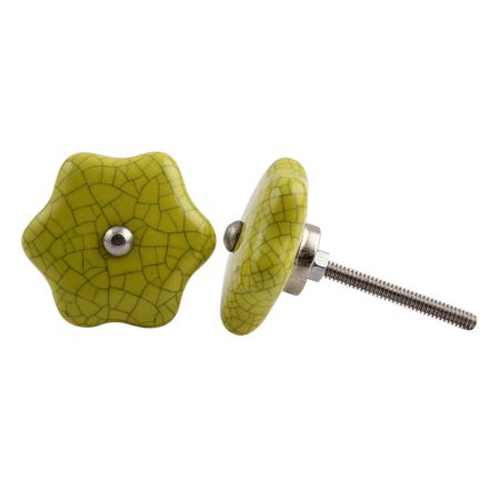 Lime Star Shape Ceramic Crackle Furniture Knob